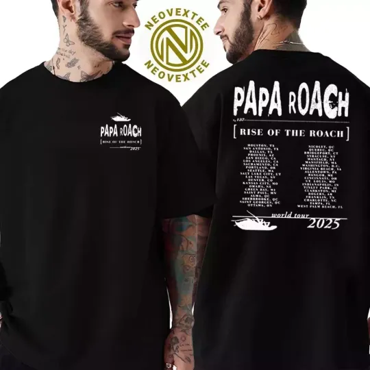 Discover Papa Roach Rise Of The Roach 2025 North American Tour T-Shirt