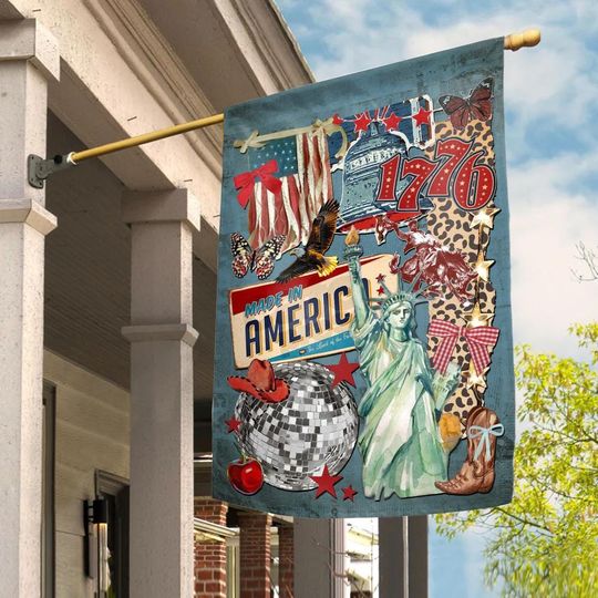 Discover Retro 4th July Statue Of Liberty Flag, America USA House Flag