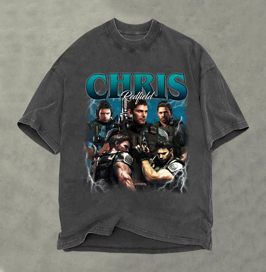 Discover Chris Redfield Vintage Shirt Retro Bootleg Unisex Gift Resident Evil Fan Tee