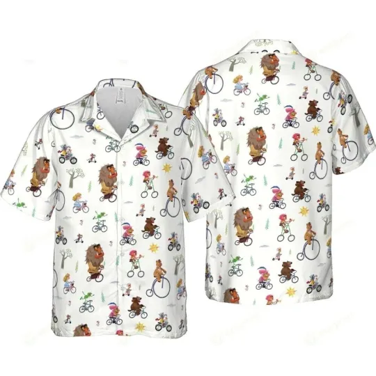 Discover Munsters Movie Frankenstein Family & Friends Print Buttoned Hawaiian Shirt