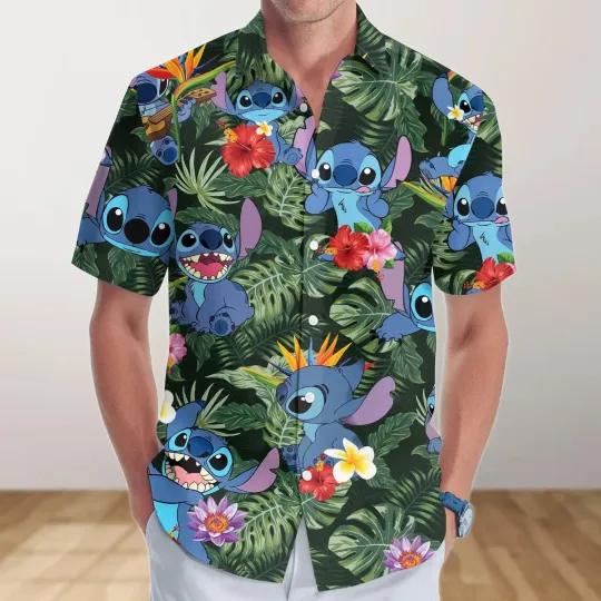 Discover Stitchh Button Shirt, Disneyyy Stitchh Hawaiian Shirt, Lilo Stitchh Summer 2025