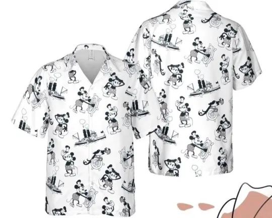 Discover Vintage Mickeyy mouse Steamboat Willie 1929 Hawaiian Shirt, Disneyyy Hawaiian Shirt