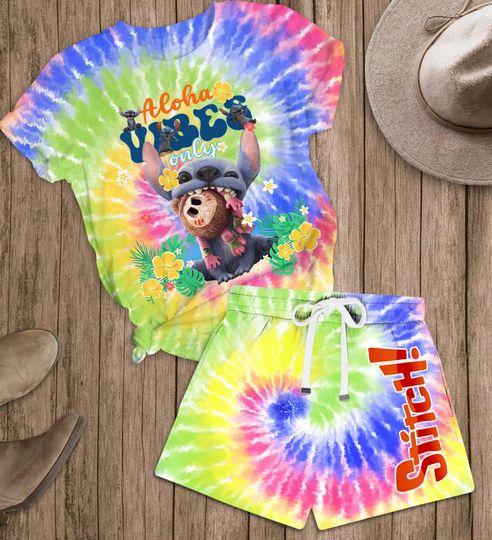 Discover Disneyyy Stitchh Aloha Vibes Only Tee, Stitchh Movie T-Shirt And Shorts, Disneyyland Summer Shirt, Stitchh Tropical Shirt, Disneyyworld Gift