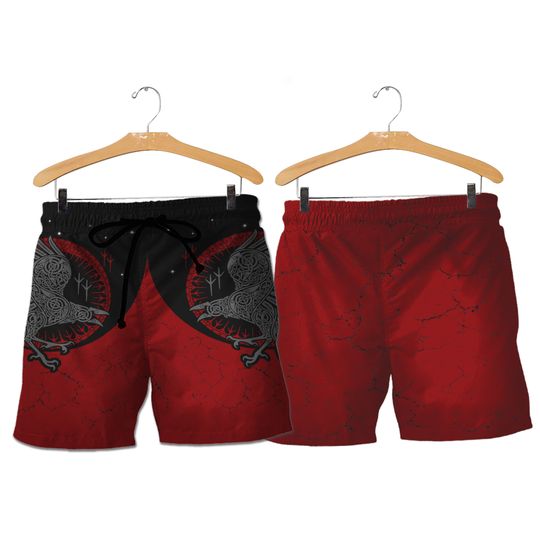 Discover Men's Swimming Trunks Viking Odin Raven Sun Knot Print Viking Beach Pants Surf Shorts