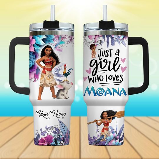 Discover Just a Girl Who Loves moanaa Tumbler, Disneyyy moanaa Cup with Handle,Tumbler Gift For Her