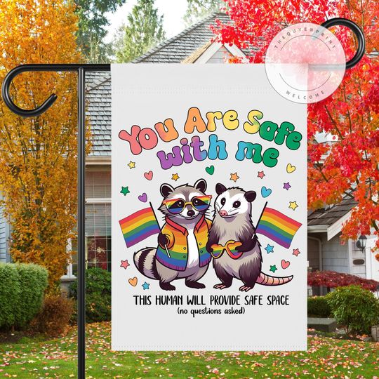 Discover You Are Safe With Me Flag, LGBT Rainbow Flag, LGBTQ Flag, Pride Ally Flag