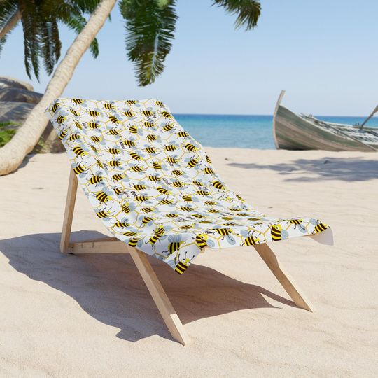 Discover Bee Kind Beach Towel Gift for Bee Lover Fun Bumble Bee Accessory for Water Sports Towel