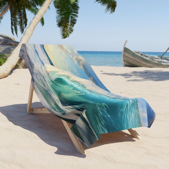 Discover Beach Towel, Surfer's Paradise Ocean Wave Pipeline, Beach Vacation Towel