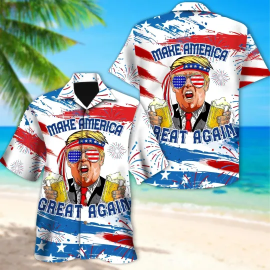 Discover Make America Great Again Donald Trump 4th July Hawaiian Shirt Best Gift