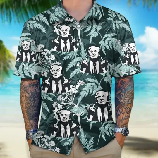 Discover President Trump Middle Finger Hawaiian Shirt Best Gift Full Size