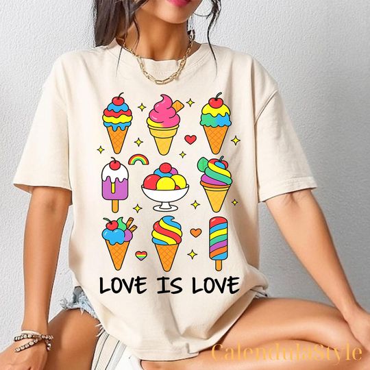 Discover Gay Ice Cream LGBTQ Shirt, Love Is Love Tee, Gay Ice Cream Shirt