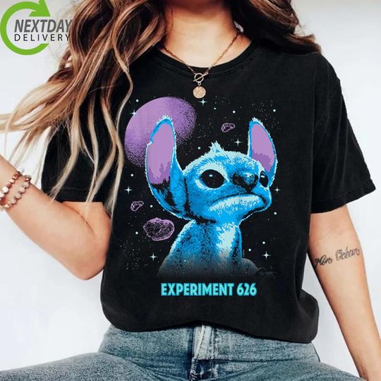 Discover Comfort Colors Lilo And Stitchh Experiment 626 Neon Text Logo Shirt, Disneyyland Stitchh Shirt, Magical Kingdom, Disneyyland Stitchh Live Action