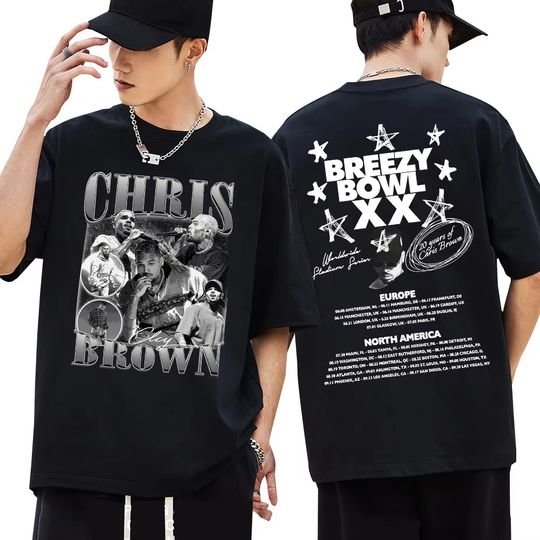 Discover Rapper Chris Brown Breezy Bowl XX Tour 2025 T Shirt