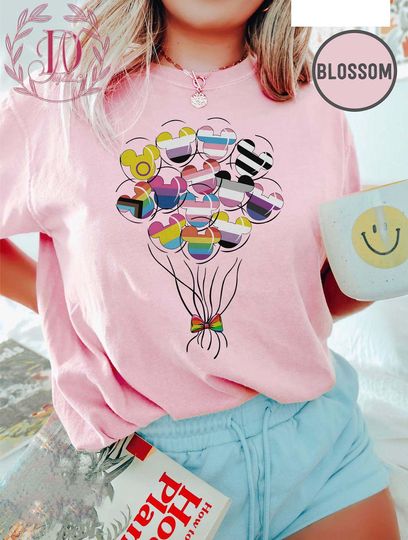 Discover Mickeyy Balloons Rainbow Comfort Colors Shirt, Disneyyy LGBT Rainbow Pride Month 2025