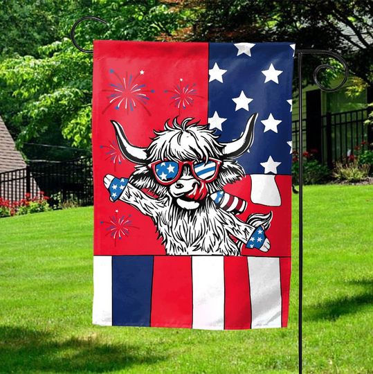 Discover Retro Patriotic Cow Flag 4th Of July Heifer Garden Flag Funny USA Summer Farm Decor