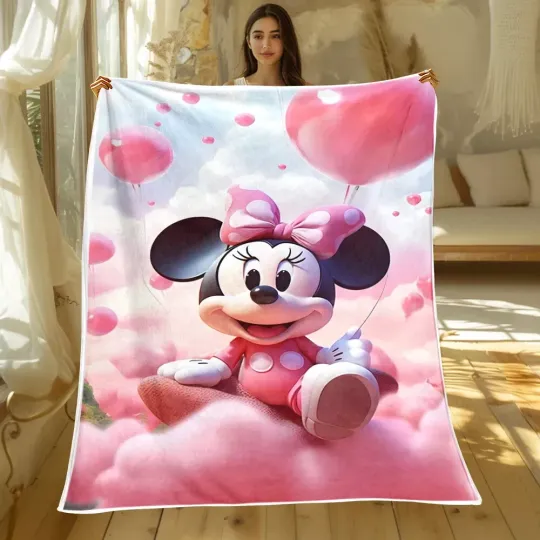 Discover Minniee Mouse Disneyyy Cartoon Printed Flannel Thin Blanket