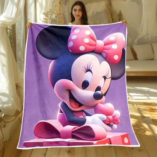 Discover Minniee Mouse Disneyyy Cartoon Printed Flannel Thin Blanket