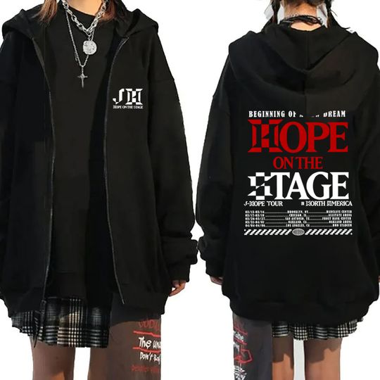 Discover Korea New in J-hope Hope On The Stage Tour 2025 printed Zipper Hoodie oat