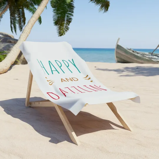 Discover Happy & Dazzling Beach Towel - Perfect for Summer Fun, Pool Parties, Beach Days