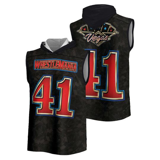Discover WrestleMania 41 Casino Football Jersey 2025 Wrestling Sports Sleeveless Hoodie