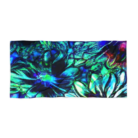 Discover Tropical Floral Beach Towel Art Print Summer Vacation Abstract Bright Fun