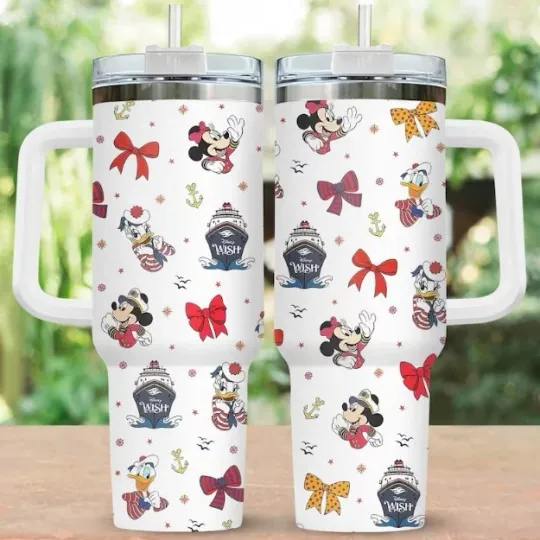 Discover Disneyyy Cruise Tumbler 40oz, Coquette Bows Mickeyy & Friends Tumbler, Disneyyy Wish