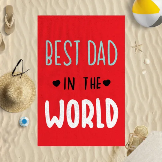 Discover Fathers Day Best Dad In The World Red Beach Towel Holiday