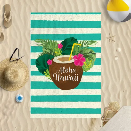 Discover Aloha Hawaii Stripey Design Beach Towel Sun Bathing Pool Swim