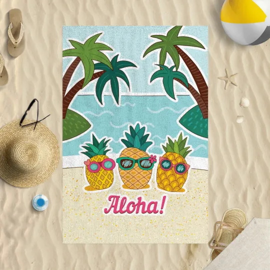 Discover Aloha Pineapples Beach Towel Sun Bathing Pool Swim