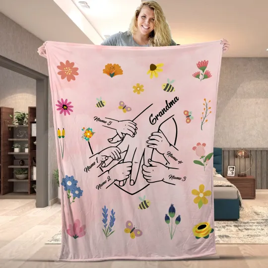 Discover Personalized Grandma Holding Our Hands Gift For Grandma Mother's Day Blanket