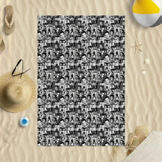 Discover Elvis Presley Black & White Montage Beach Towel pool