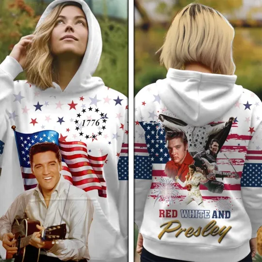 Discover Elvis Presley 3D Hoodie 4th July 2025 Patriotic Music Fan All Size