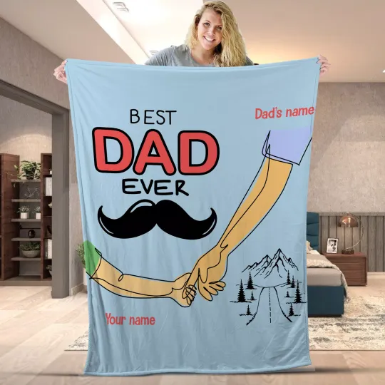 Discover Personalized Best Dad Ever First Bump Father's Day Blanket For Dad Papa Grandpa