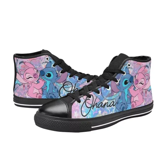 Discover Ohana Stitchh And Angel High Top Shoes Custom Canvas Sneaker