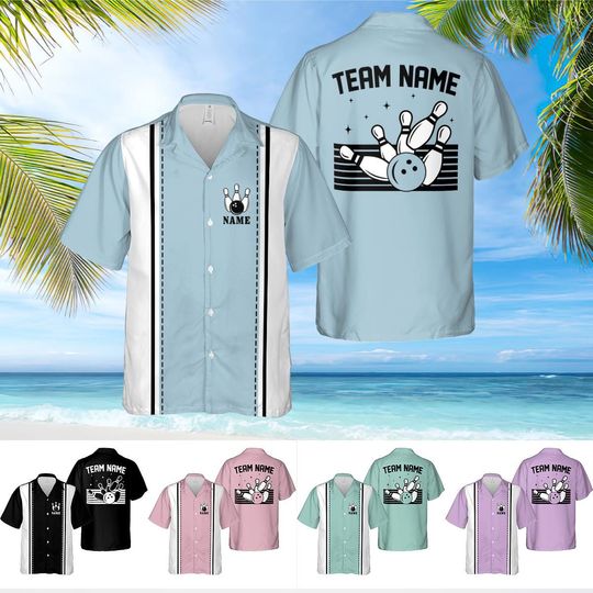 Discover Personalized Retro Bowling Hawaiian Shirt, Custom Bowling Shirt, Matching Bowling