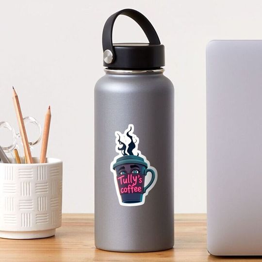 Discover Tully's Coffee Cup cartoon character Sticker