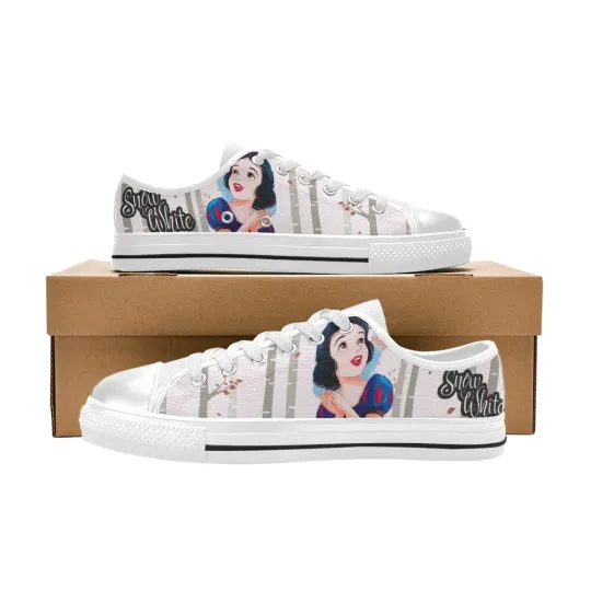 Discover Snoww Whitee Custom Low Top Canvas Sneaker Shoes For Kids