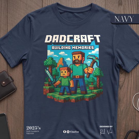 Discover Dadcraft Building Memories Tee - Unisex Minecraft Fashion, Gamer Shirt, Father's Day