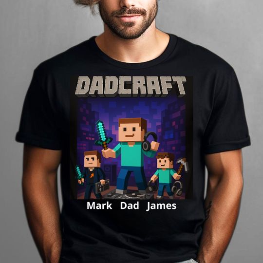 Discover Personalized DadCraft T-shirt, A Minecraft Movie Shirt For Kids, Chicken Jockey