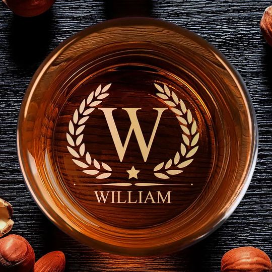 Discover Monogram Initial Name Anniversary Gift For Him - Personalized Engraved Whiskey Glass