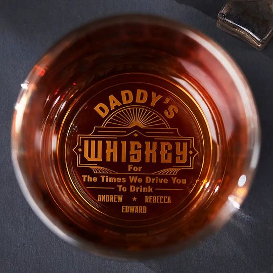 Discover Dad For The Times We Drive You To Drink - Personalized Engraved Whiskey Glass