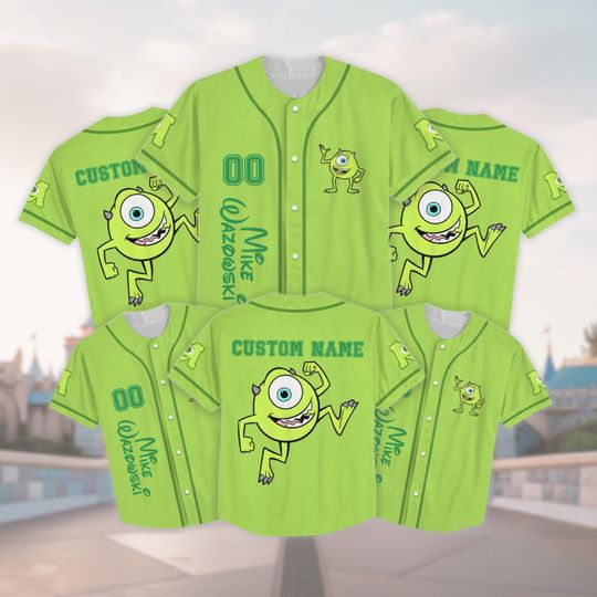 Discover Custom Mike Wazowski Baseball Jersey, Monsters Inc Baseball Shirt, Disneyyy Matching