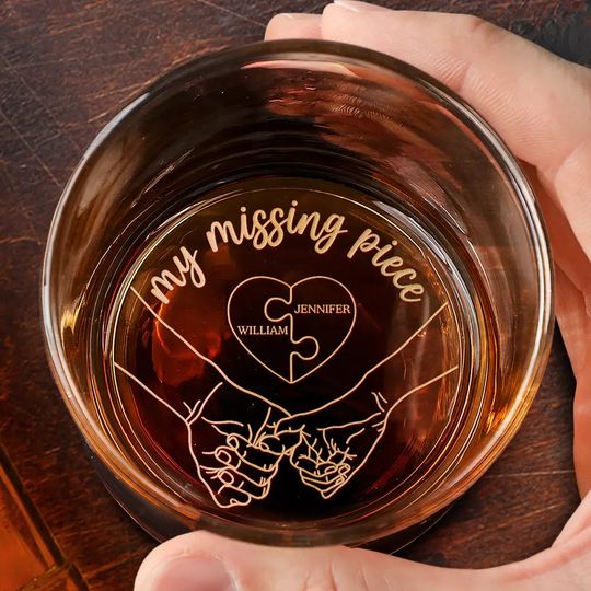 Discover My Missing Piece Couples - Personalized Engraved Whiskey Glass