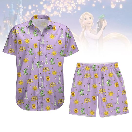 Discover Lantern Tower Button Shirt Shorts, Disneyyy Rapunzell Princess Outfit