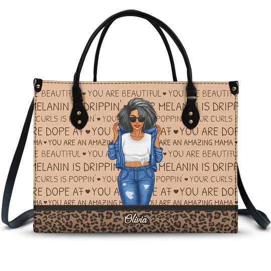 Discover An Amazing Mama - Gift For Mother - Personalized Leather Bag
