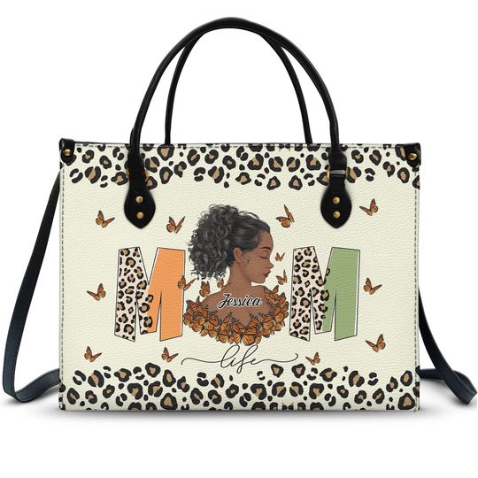 Discover Black Mom Life - Gift For Mother - Personalized Leather Bag