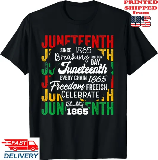 Discover Juneteenth 1865 Afro Freedom Breaking Chains Freeish Roots T-Shirt, Unisex Tee