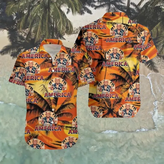 Discover Trump America Inspired, Breathable, Casual Fit Pattern Button Up Hawaiian Shirt
