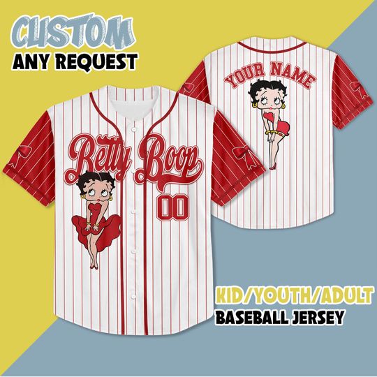 Discover Personalized Betty Boop Baseball Jersey, Personalized Betty Boop Cartoon Y2K Baseball Jersey