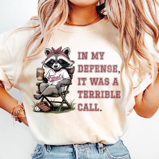 Discover Feral Baseball Mom Tshirt, Funny Racoon Game Day Shirt